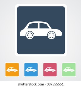 Square flat buttons icon of Car. Eps-10.