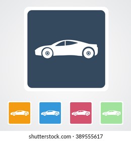 Square flat buttons icon of Car. Eps-10.
