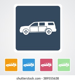 Square flat buttons icon of Car. Eps-10.