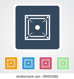Square flat buttons icon of Carom Board. Eps-10. 