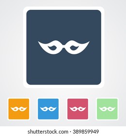 Square flat buttons icon of Celebration Mask. Eps-10.