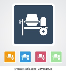 Square flat buttons icon of Cement Mixer . Eps-10.