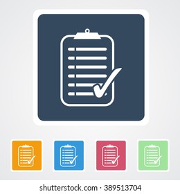 Square flat buttons icon of Checklist. Eps-10.
