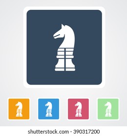 Square flat buttons icon of Chess knight. Eps-10. 