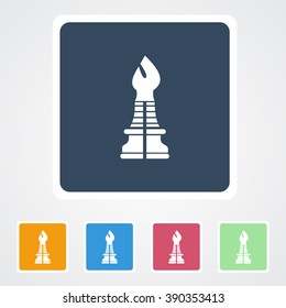 Square flat buttons icon of Chess bishop. Eps-10. 