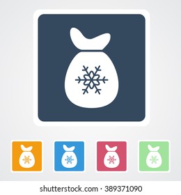 Square flat buttons icon of Christmas Bag. Eps-10.