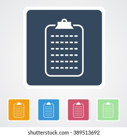 Square flat buttons icon of Clipboard. Eps-10.