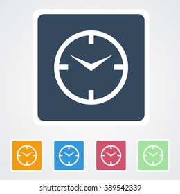 Square flat buttons icon of Clock. Eps-10.