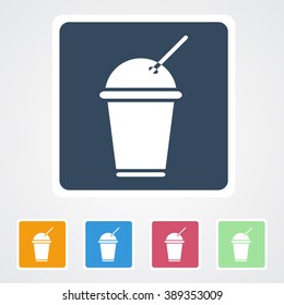 Square flat buttons icon of Coffee Cup or Drink Cup. Eps-10.