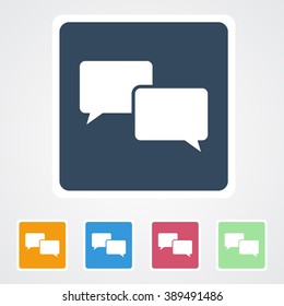 Square flat buttons icon of Comments or Speech bubble. Eps-10.