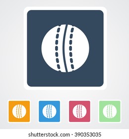 Square flat buttons icon of Cricket Ball. Eps-10. 