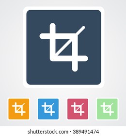 Square flat buttons icon of Crop Tool. Eps-10.