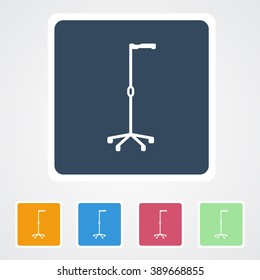 Square flat buttons icon of Crutches. Eps-10.