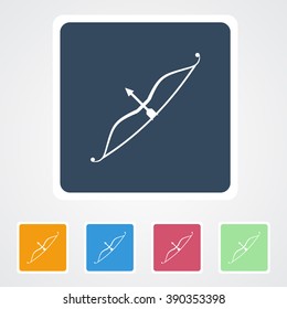 Square flat buttons icon of Cupid Arrow. Eps-10. 