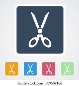 Square flat buttons icon of Cut or Scissor. Eps-10.