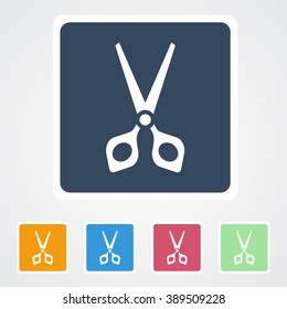 Square flat buttons icon of Cut or Scissor. Eps-10.