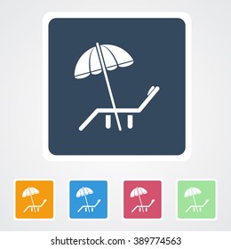 Square flat buttons icon of Deck Chair. Eps-10.