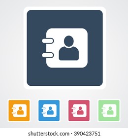 Square flat buttons icon of Diary. Eps-10. 