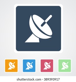 Square flat buttons icon of Dish Antenna. Eps-10.