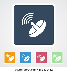 Square flat buttons icon of Dish Antenna. Eps-10.