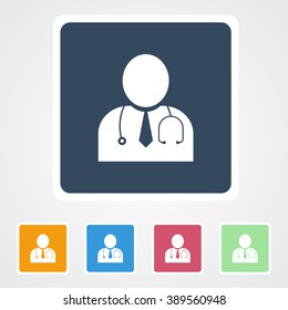 Square flat buttons icon of Doctor. Eps-10.