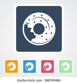  Square flat buttons icon of Donuts. Eps-10.