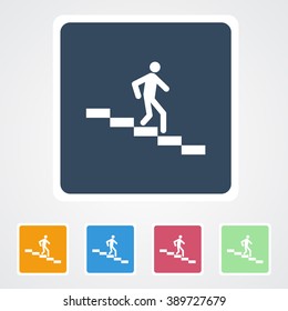 Square flat buttons icon of Down Stairs. Eps-10.