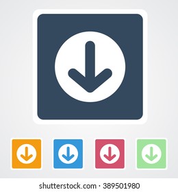 Square flat buttons icon of Download. Eps-10.
