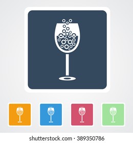Square flat buttons icon of Drink Glass. Eps-10.