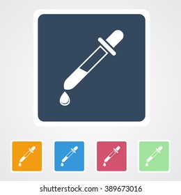 Square flat buttons icon of Dropper. Eps-10.