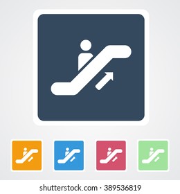 Square flat buttons icon of Escalator. Eps-10.