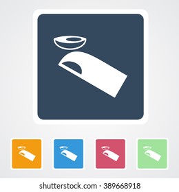 Square flat buttons icon of Eye Contact Lens. Eps-10.