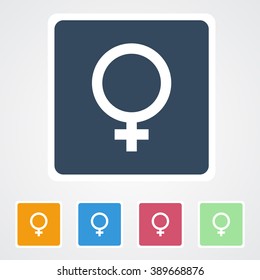 Square flat buttons icon of Female Sex Signs. Eps-10.