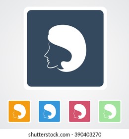 Square flat buttons icon of Female or Lady. Eps-10. 