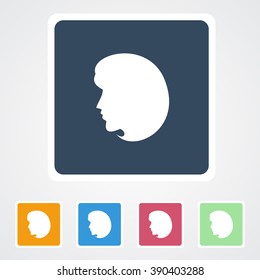Square flat buttons icon of Female or Lady. Eps-10. 