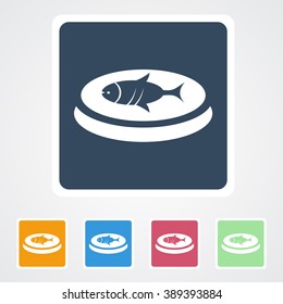 Square flat buttons icon of Fish. Eps-10.