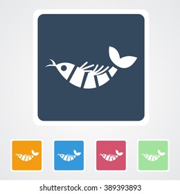 Square flat buttons icon of Fish. Eps-10.
