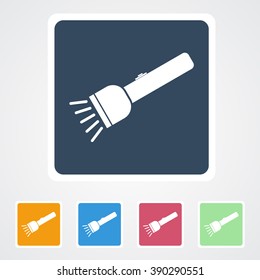 Square flat buttons icon of Flash Light. Eps-10. 