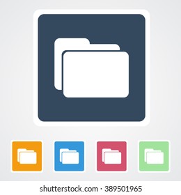 Square flat buttons icon of Folder. Eps-10.