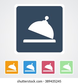 Square flat buttons icon of Food Cover. Eps-10.
