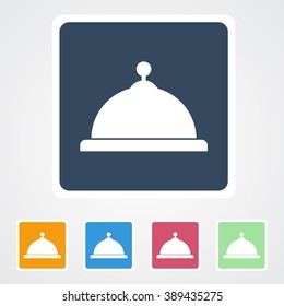 Square flat buttons icon of Food Cover. Eps-10.