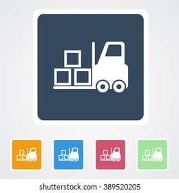 Square flat buttons icon of Forklift. Eps-10.