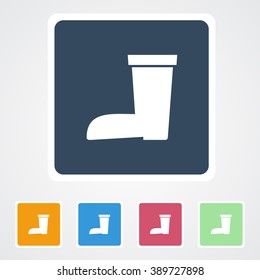 Square flat buttons icon of garden boots.. Eps-10.