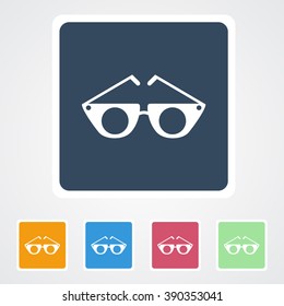 Square flat buttons icon of Glasses. Eps-10. 