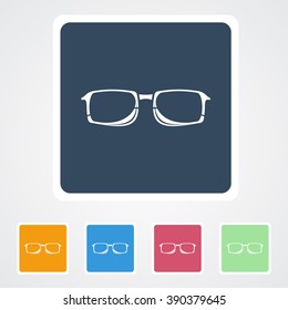 Square flat buttons icon of Glasses. Eps-10. 
