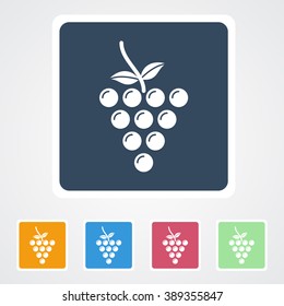 Square flat buttons icon of Grapes. Eps-10.