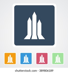 Square flat buttons icon of Growing Graph or Growth Arrow. Eps-10.