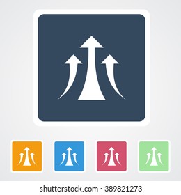 Square flat buttons icon of Growing Arrow or Growth Graph. Eps-10.