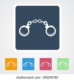 Square flat buttons icon of Handcuffs. Eps-10. 