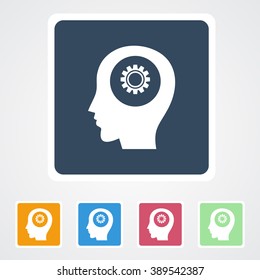 Square flat buttons icon of Head. Eps-10.